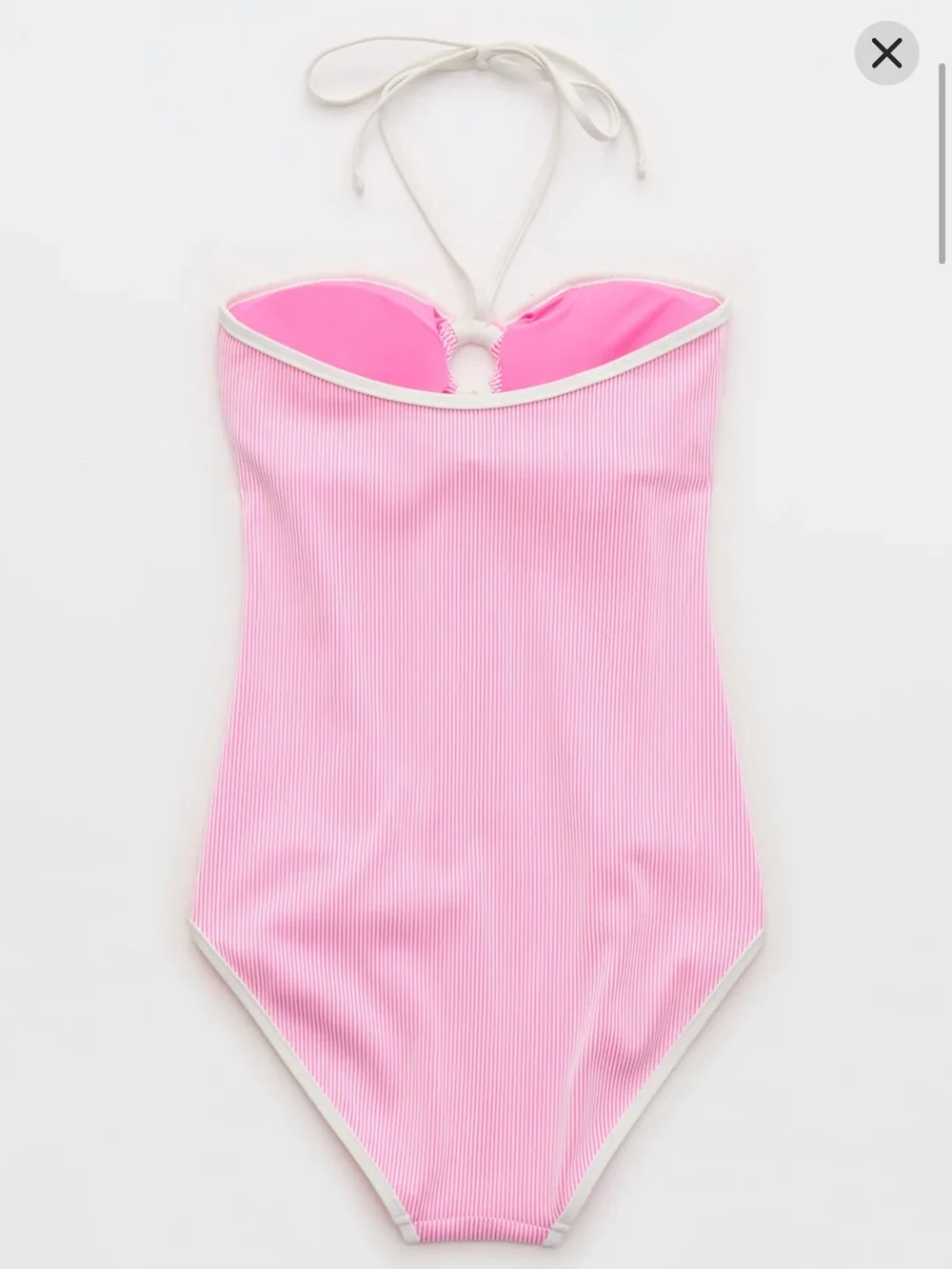 Aerie Ribbed Bandeau Halter One Piece Swimsuit